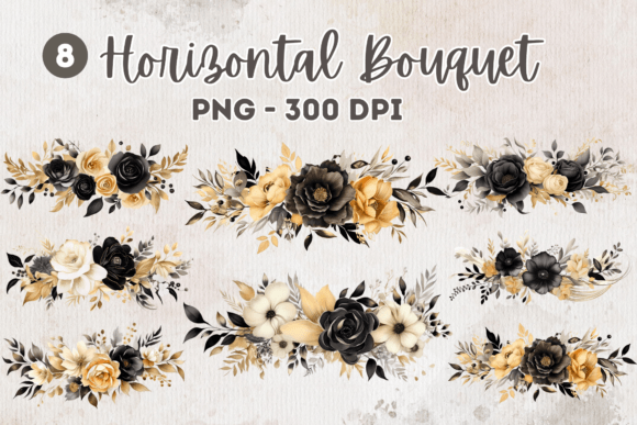 Black and Gold Bouquets Clipart: A Strategic Asset for Elevated Branding