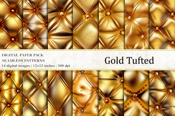 Gold Tufted Digital Papers for Creative Projects