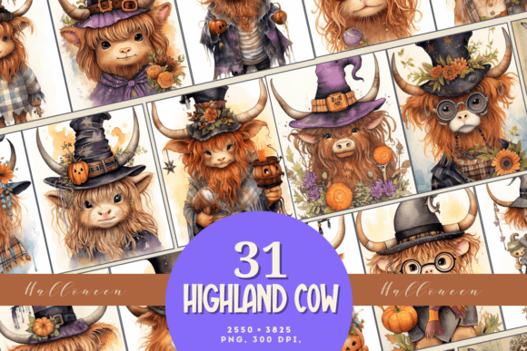 Halloween Highland Cow Cuties: A Practical Guide to the 31-Printable Background Set