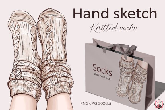Hand Sketch. Knitted Socks: A Versatile Illustration for Modern Design