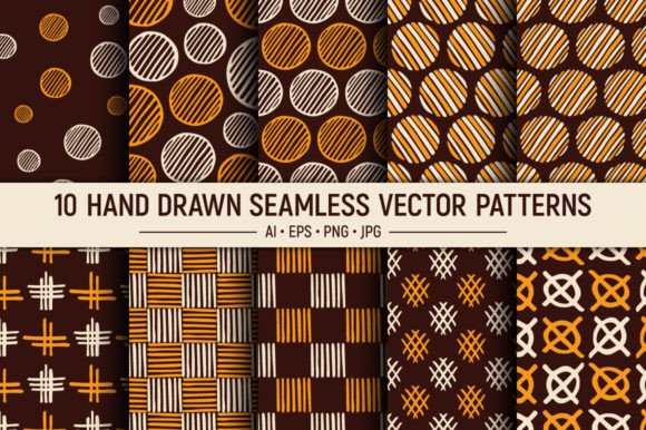 Revitalizing Digital Design with 10 Hand Drawn Seamless Vector Patterns