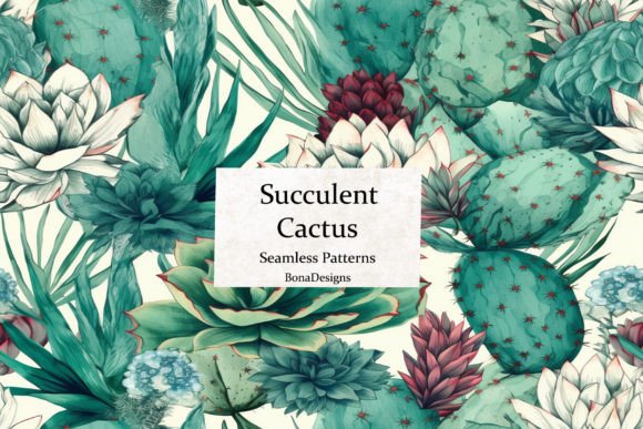Succulent Cactus Seamless Pattern
