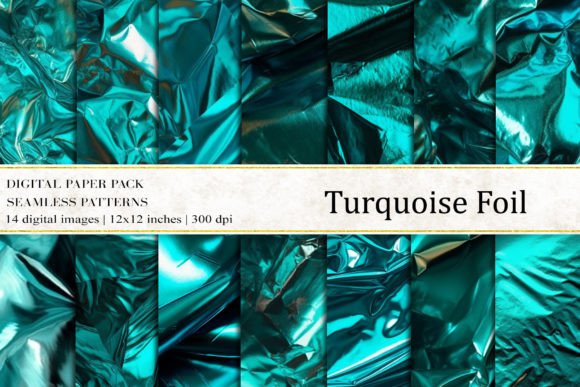 Turquoise Foil Digital Papers: Elevating Your Creative Projects with AI-Generated Luxury