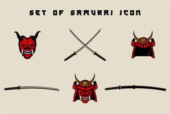 Unleashing the Spirit of Bushido: The Ultimate Set of Isolated Samurai Icon Vector for Modern Design