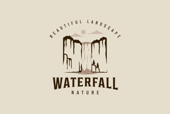Waterfall Logo Vector Vintage